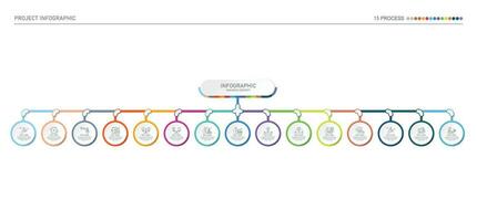 infográfico processo Projeto com ícones e 15 opções ou passos. vetor