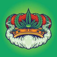 maconha com logotipo premium de fumaça de coroa de cannabis vetor