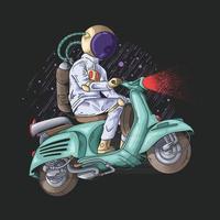 astronauta retrô voando com ilustração de scooter jet vetor