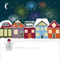 casas de inverno fofas no feriado de Natal para decoração e decoração de cartões postais, ilustração vetorial vetor