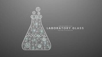 laboratório vidro. remédio laboratório equipamento. Ciência laboratório vidraria, moderno digital baixo polígono estilo vetor ilustração