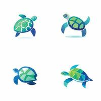 plano azul e verde tartaruga logotipo vetor