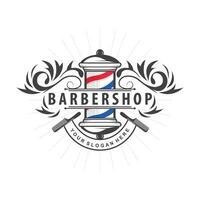 barbearia logotipo, tesouras vetor, retro vintage minimalista tipografia enfeite Projeto vetor