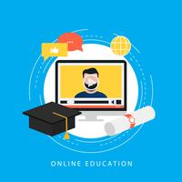 Educação, e-learning, cursos on-line, tutoriais, aula on-line, treinamento em vídeo, projeto de ilustração vetorial plana grau universitário para banners e aplicativos da web vetor