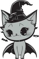 fofa gato vestindo uma dia das Bruxas chapéu vetor