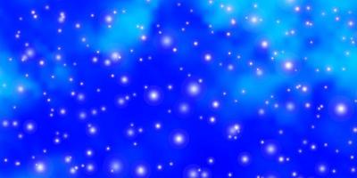 modelo de vetor azul claro com estrelas de néon. ilustração colorida brilhante com estrelas pequenas e grandes. tema para telefones celulares.