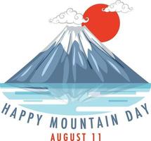 dia da montanha em 11 de agosto banner com monte fuji e sol vermelho vetor