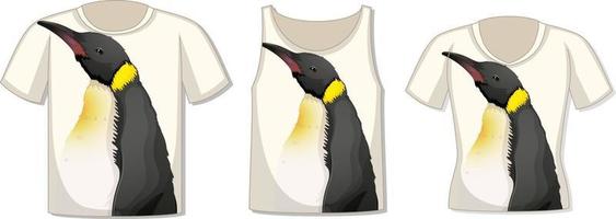 frente da camiseta com modelo de pinguim vetor