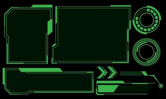 hud quadros verde do utilizador interface elementos Projeto moderno tecnologia futurista ao controle painel tela digital holograma janela jogos cardápio tocante cyber monitor conjunto em Preto fundo vetor