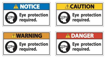 proteção ocular necessária símbolo sinal isolado em fundo branco vetor