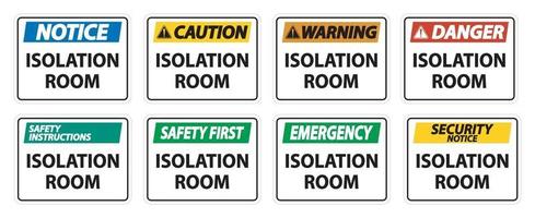 definir sinal de quarto de isolamento isolado em fundo branco, ilustração vetorial eps.10 vetor