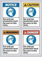 deve-se usar proteção para os ouvidos e olhos nesta área vetor