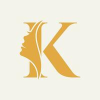 mulher face logotipo em carta k. beleza spa símbolo com mulher face ícone vetor