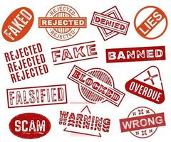 conjunto de selos vermelhos falsos de aviso vetor