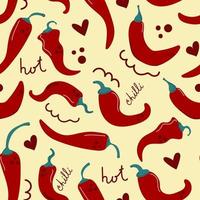 padrão sem emenda de mão desenhada red hot chilli peppers. ilustração moderna. vetor