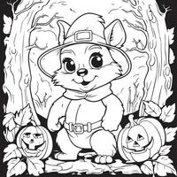 página de colorir de halloween para crianças vetor