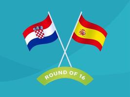 croatia vs espanha rodada de 16 partida, ilustração em vetor campeonato europeu de futebol de 2020. jogo do campeonato de futebol 2020 contra times - introdução ao fundo do esporte