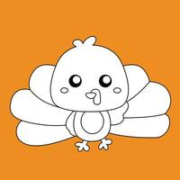 fofa Ação de graças Peru pássaro outono festa desenho animado digital carimbo esboço vetor
