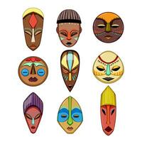 tribal mascarar conjunto desenho animado vetor ilustração