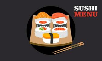 vintage Sushi poster Projeto com vetor Sushi personagem