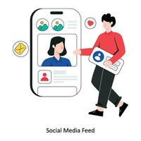 social meios de comunicação alimentação plano estilo Projeto vetor ilustração. estoque ilustração