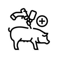 porco vacinação linha ícone vetor ilustração
