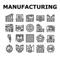 fabricação indústria fábrica ícones conjunto vetor