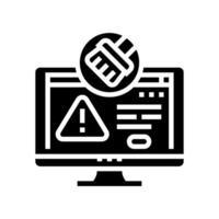 vírus remoção reparar computador glifo ícone vetor ilustração