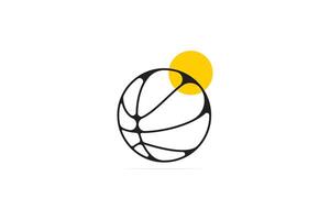 basquetebol bola logotipo Projeto. esporte objeto e equipamento ícone conceito. Esportes Treinamento símbolo logotipo Projeto. vetor