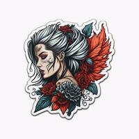 vetor esboço na moda fantasia tatuagem Projeto para vestuário e t camisas. adesivo, mascote, tatuagem, rosa, cobra, fantasia, diabo, obra de arte, têxtil, animais selvagens, mão retirou, ilustração, nervoso, imprimir, esqueleto.