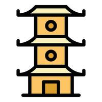sakura pagode ícone vetor plano