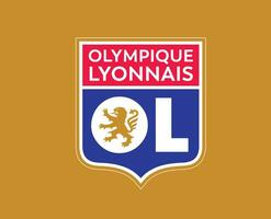 olímpico Lyonnais clube símbolo logotipo ligue 1 futebol francês abstrato Projeto vetor ilustração com Castanho fundo