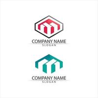 Modelo de logotipo de letra m e design de logotipo conjunto de fontes para negócios vetor