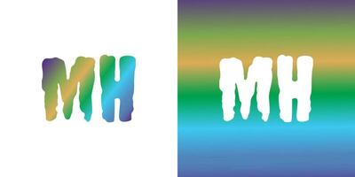 inicial carta mh logotipo com azul, verde, laranja, roxo gradiente. mh logotipo Projeto modelo vetor