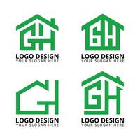 criativo carta gh verde logotipo Projeto vetor