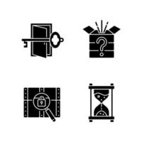 ícones de glifo preto de quebra-cabeça definidos no espaço em branco vetor