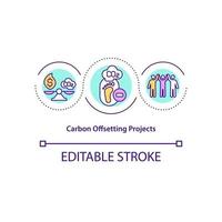 ícone do conceito de projetos de compensação de carbono. CO2 da atmosfera, removendo a ilustração da linha fina da ideia abstrata. redução do impacto ambiental. desenho de cor de contorno isolado vetor. curso editável vetor
