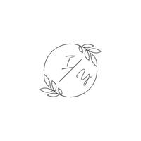 iniciais iy monograma Casamento logotipo com simples folha esboço e círculo estilo vetor