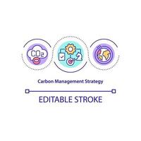 ícone do conceito de estratégia de gerenciamento de carbono. lutando contra o aquecimento global ideia abstrata linha fina ilustração. combater as alterações climáticas. atingir metas. desenho de cor de contorno isolado vetor. curso editável vetor