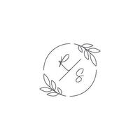 iniciais rs monograma Casamento logotipo com simples folha esboço e círculo estilo vetor