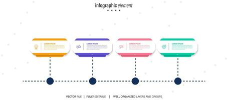 o negócio processo infográfico modelo. fino linha Projeto com números 4 opções ou passos. vetor ilustração gráfico Projeto