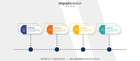 o negócio processo infográfico modelo. fino linha Projeto com números 4 opções ou passos. vetor ilustração gráfico Projeto