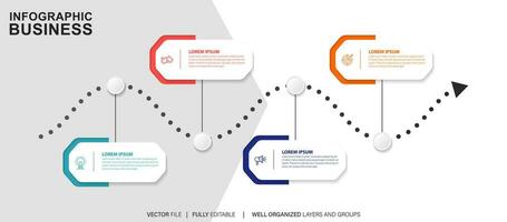 o negócio processo infográfico modelo. fino linha Projeto com números 4 opções ou passos. vetor ilustração gráfico Projeto