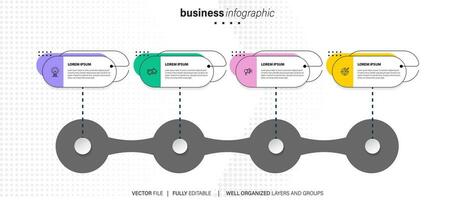 moderno 3d infográfico modelo com 4 passos. o negócio círculo modelo com opções para folheto, diagrama, fluxo de trabalho, Linha do tempo, rede Projeto. vetor eps 10