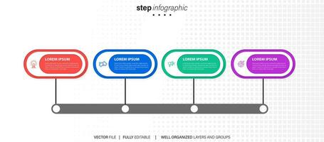 moderno 3d infográfico modelo com 4 passos. o negócio círculo modelo com opções para folheto, diagrama, fluxo de trabalho, Linha do tempo, rede Projeto. vetor eps 10