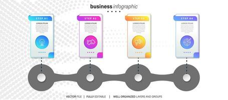 circular disposição diagrama com 4 Lista do passos, circular disposição diagrama infográfico elemento modelo vetor
