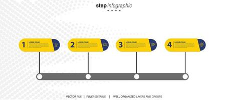 circular disposição diagrama com 4 Lista do passos, circular disposição diagrama infográfico elemento modelo vetor