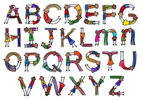 letras do alfabeto crianças flexíveis vetor