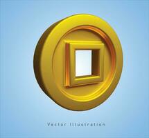 dourado moeda dentro 3d vetor ilustração