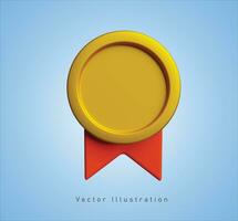 ouro medalha dentro 3d vetor ilustração